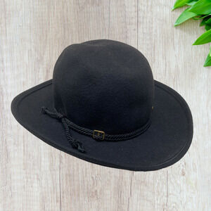 Vintage Fabini New York Lancaster Hat Black 100% Wool Western High Dome